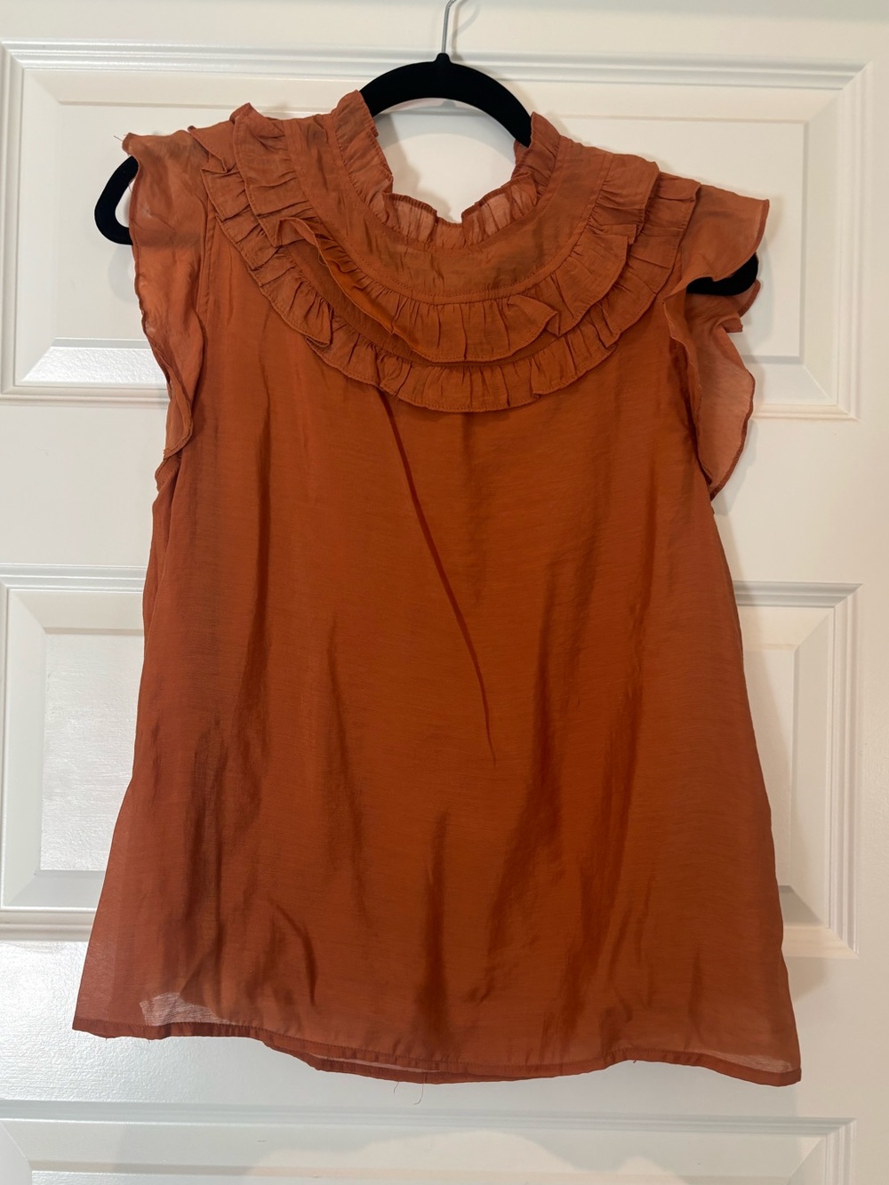 Ruffle Yoke Sleeveless Blouse